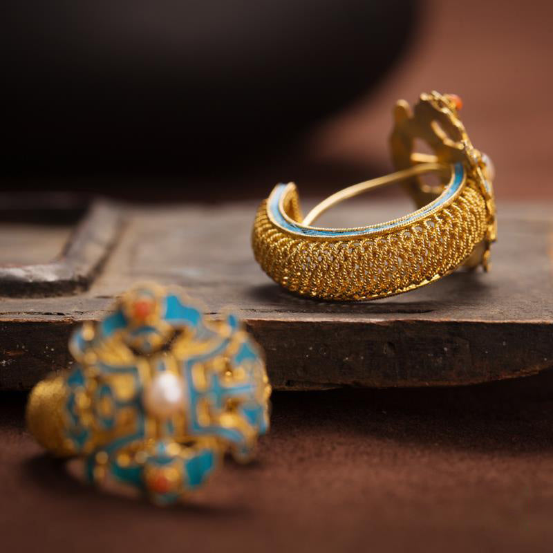 14k Gold Plated Antique Pearl Earrings