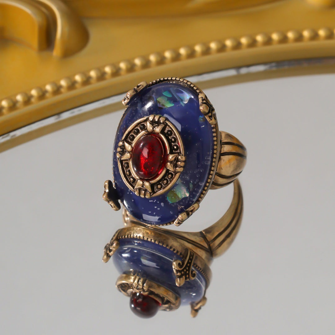 Brass Distressed 18k Gold plated Ring & Earrings