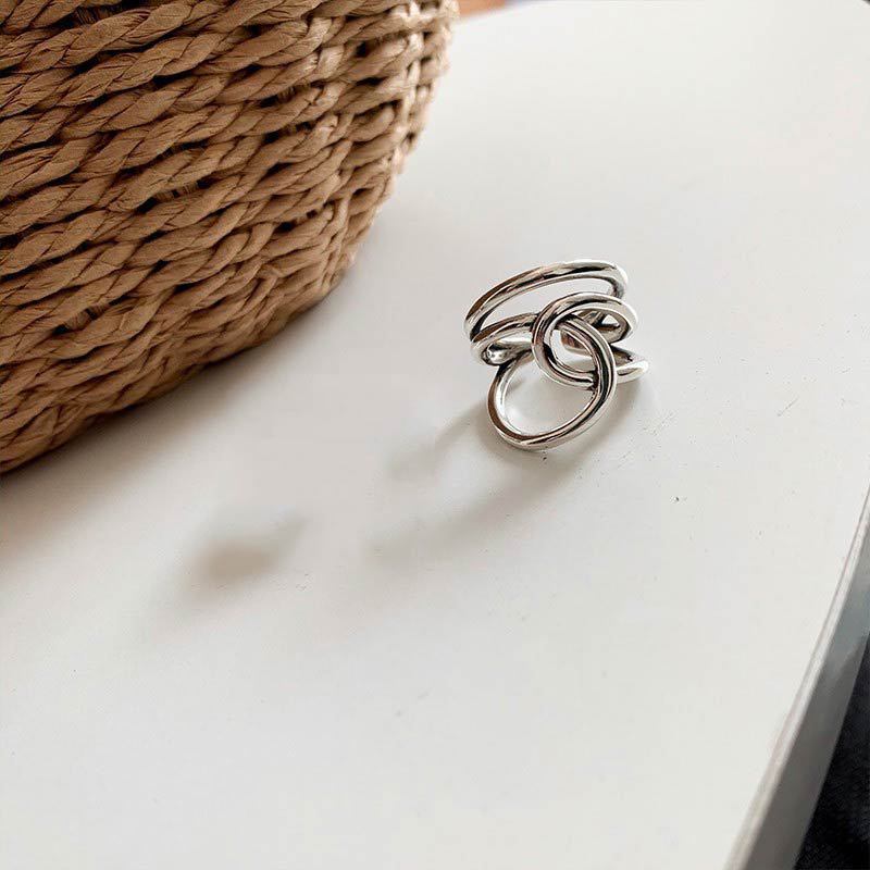 S925 sterling silver irregular ring female retro personality ring