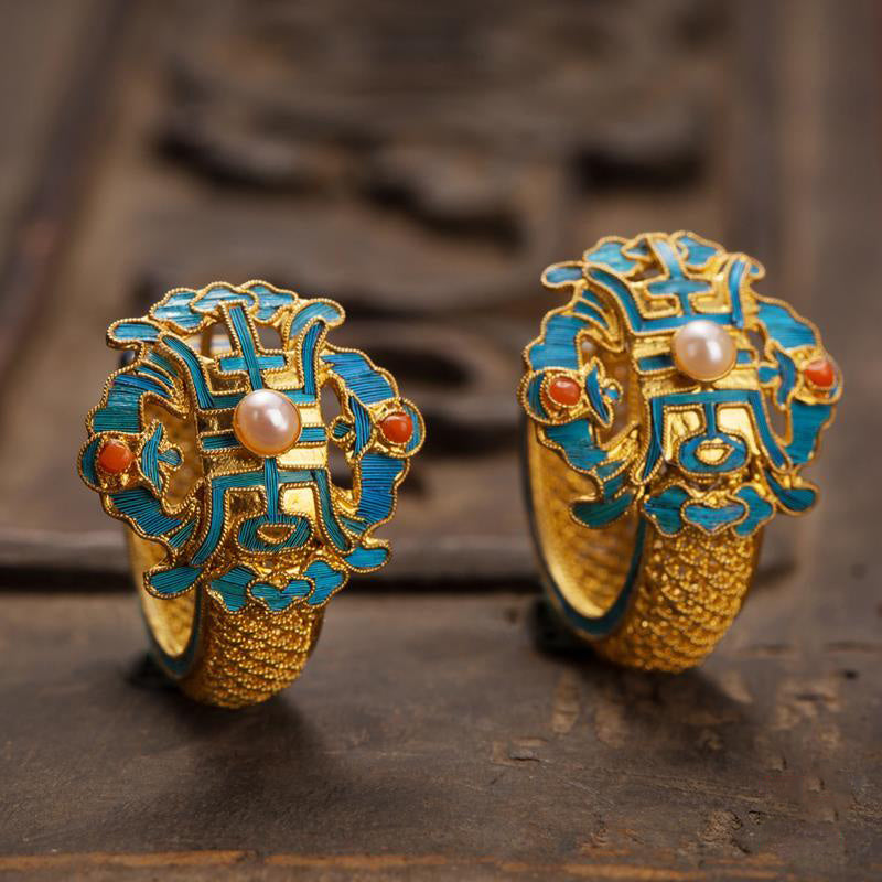 14k Gold Plated Antique Pearl Earrings