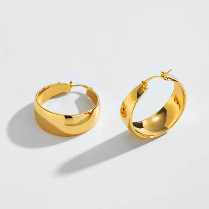 18K Gold Plated Curved Stainless Steel Earrings