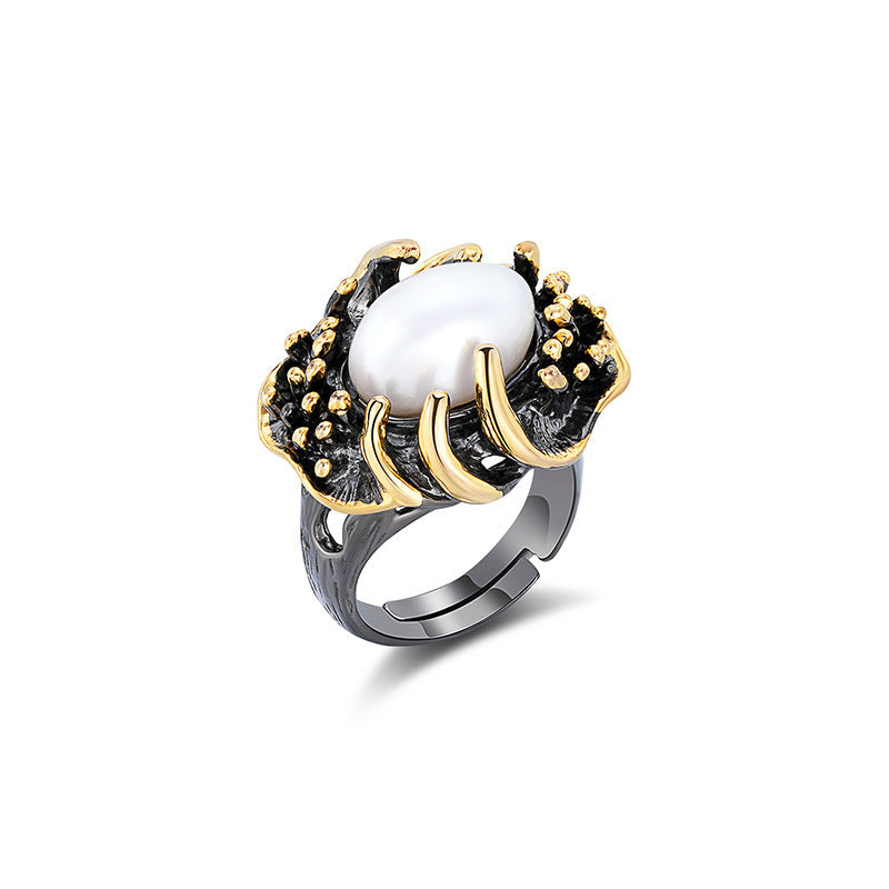 Natural Baroque Shaped Pearl Ring