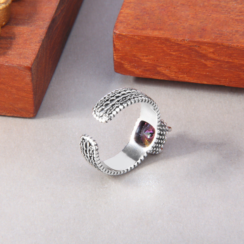 S925 Sterling Silver Colorful Purple Zircon Ring