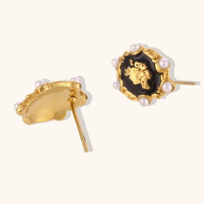 Boucles d'oreilles de luxe légères d'intérêt spécial Bijoux Vintage Pearl Portrait Drop Stud Earrings