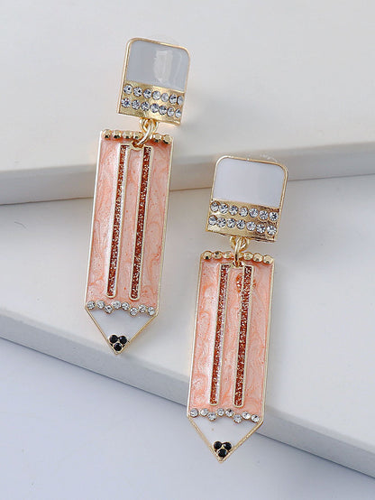 Colored Alloy Drop Oil Pencil Earrings