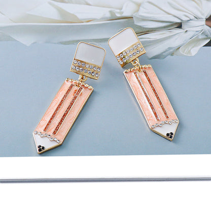 Colored Alloy Drop Oil Pencil Earrings