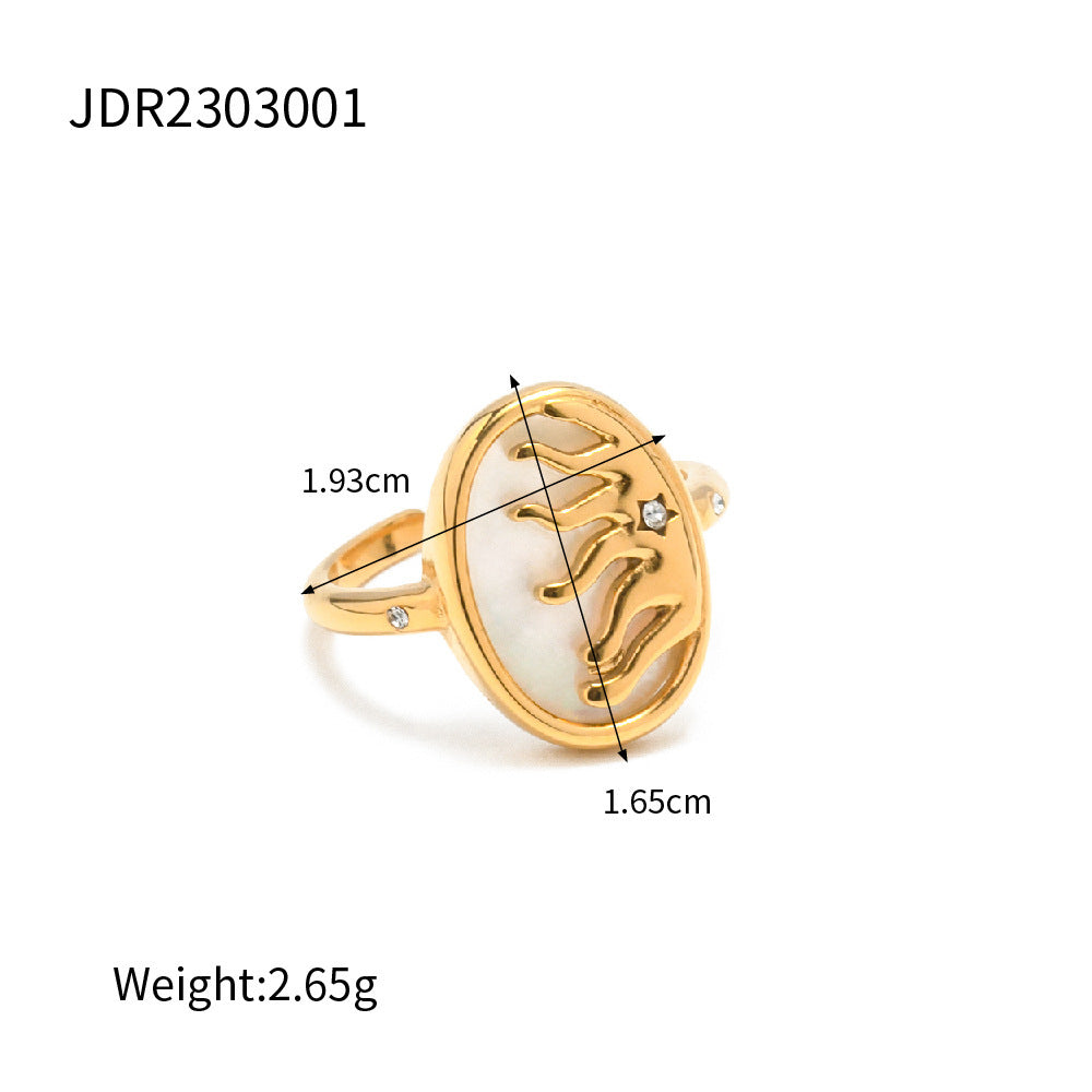 18K Gold Stainless Steel White Zircon Ring