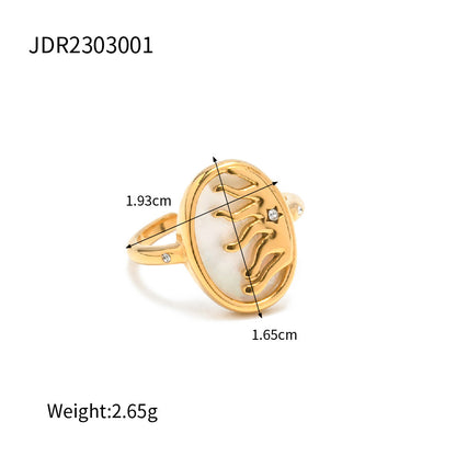 18K Gold Stainless Steel White Zircon Ring