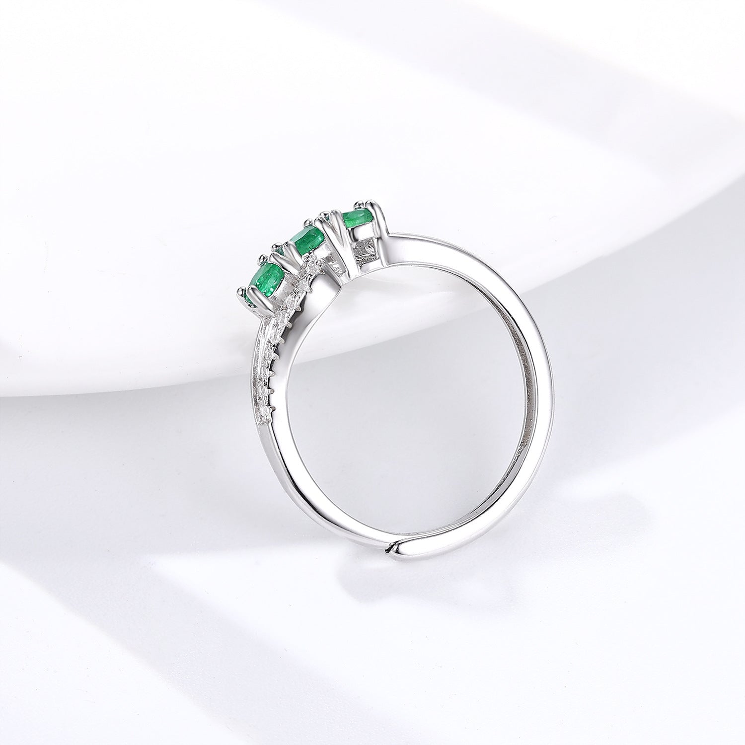 925 Silver Natural Emerald Ring