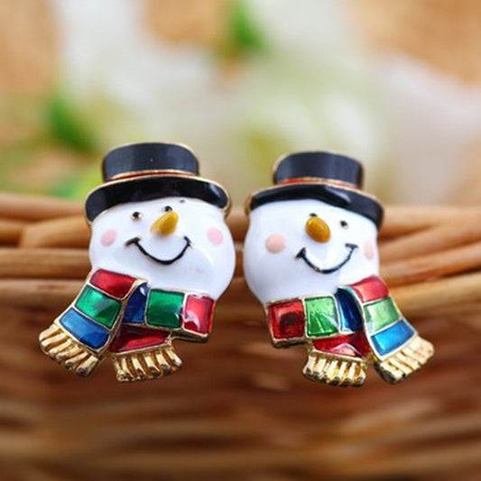 Ornaments Enamel Snowman Earrings Women's Ear Ornaments Christmas Gifts