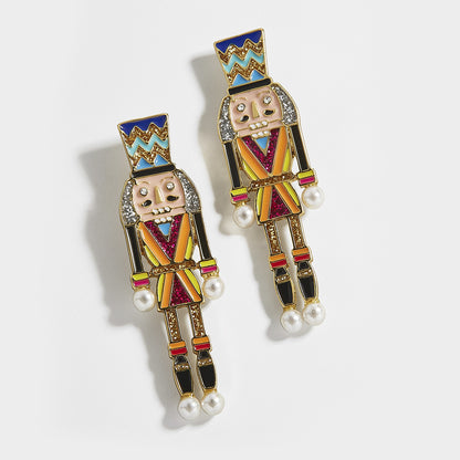 Oil drop Enamel Nutcracker earrings