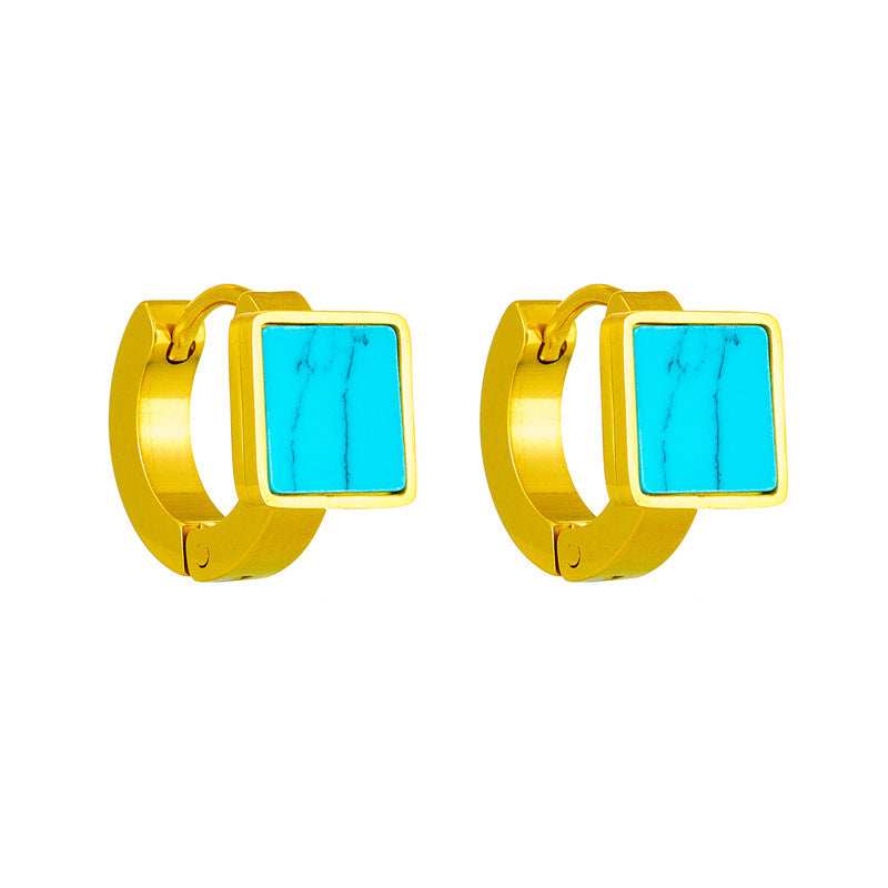 Geometric Turquoise Titanium Steel Earrings