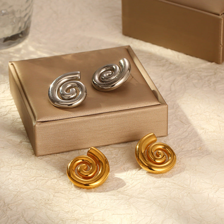 Gold Plated Stainless Steel Rotating Thread Earrings