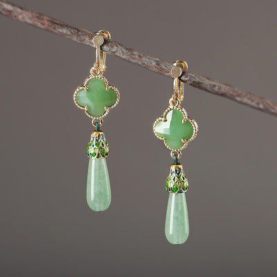 Boucles d'oreilles rétro en argent sterling vert antique