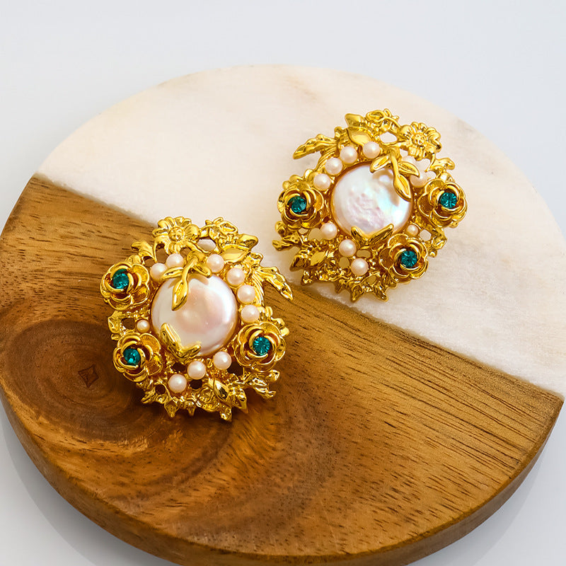 Natural Baroque Pearl Silver Needle Earrings