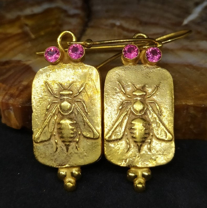 Boucles d'oreilles rétro en alliage avec motif insecte et abeille