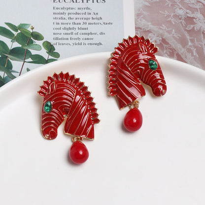 Exaggerated stripe oil drop earrings