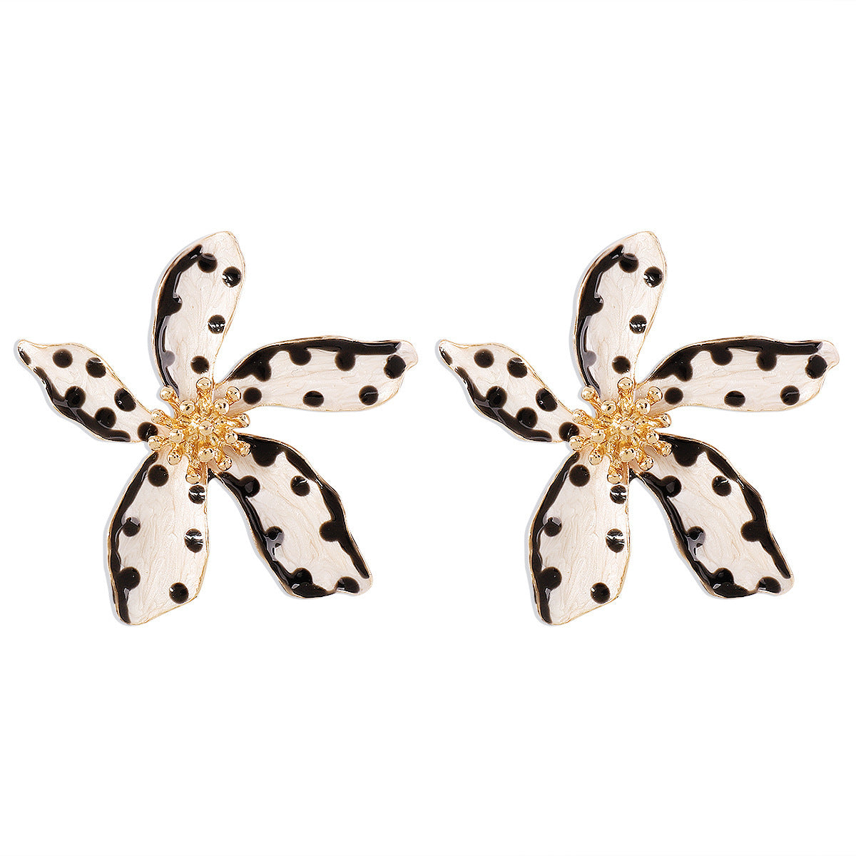 Fashion Alloy Oil Dropping Flower Dot Earrings