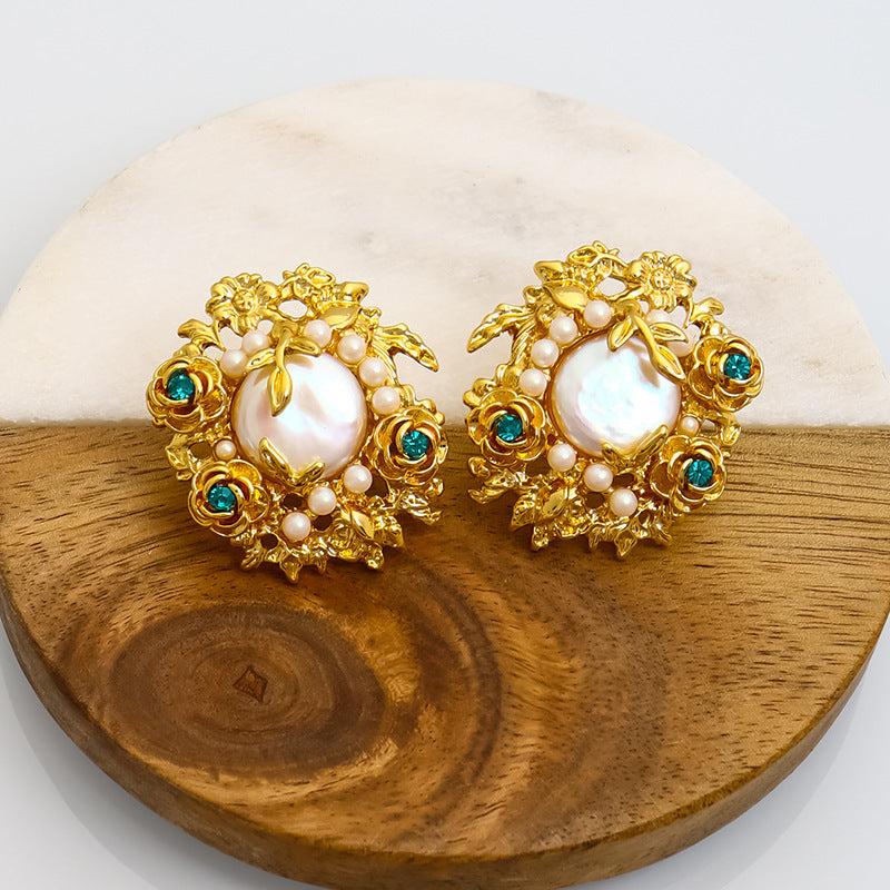 Natural Baroque Pearl Silver Needle Earrings