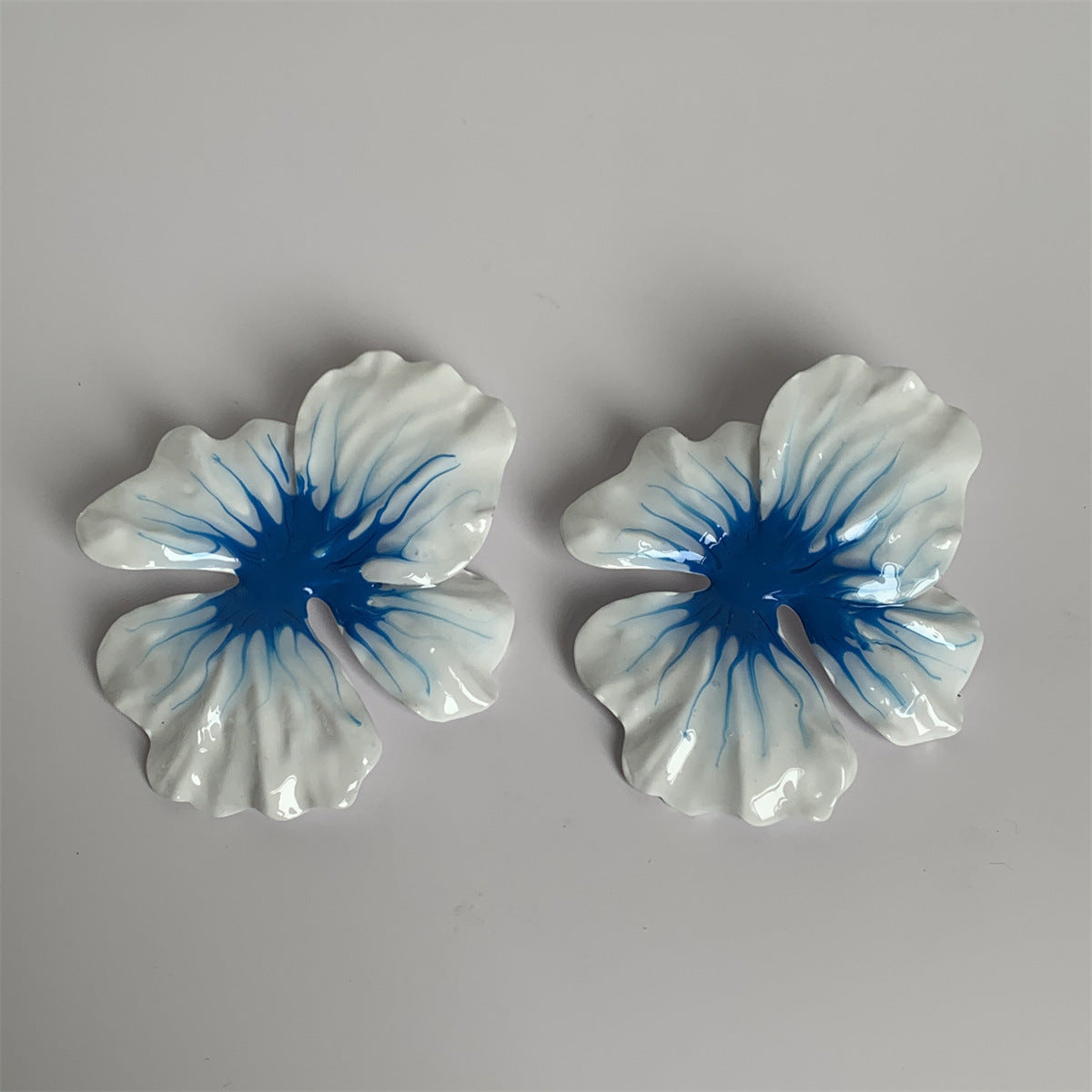 Enamel Drop Oil Glaze Big Flower Stud Earrings