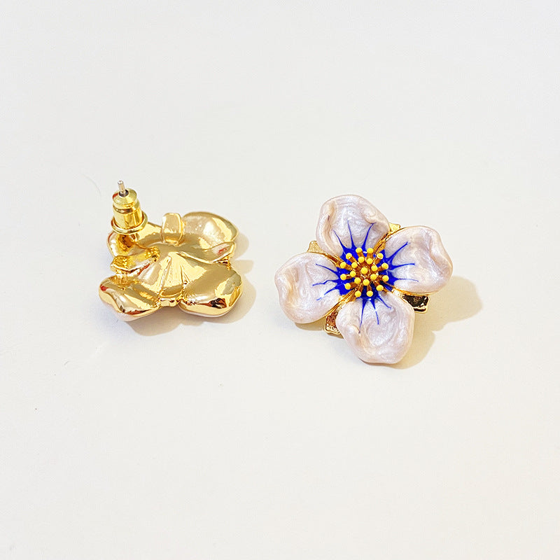 Beautiful Enamel Flower Stud Earrings