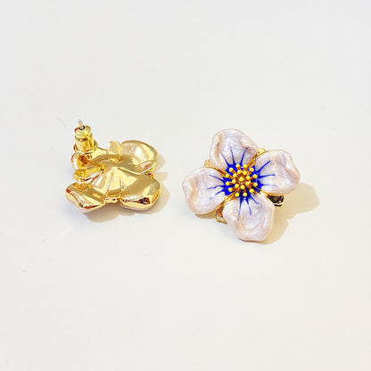 Beautiful Enamel Flower Stud Earrings