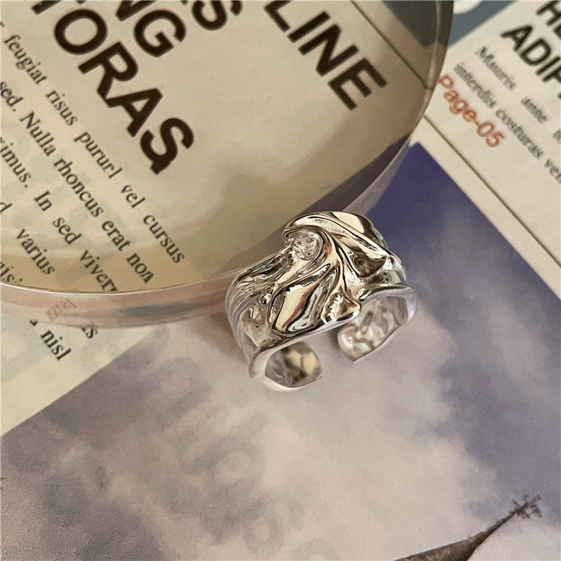 S925 Silver Irregular Women's Vintage Ring