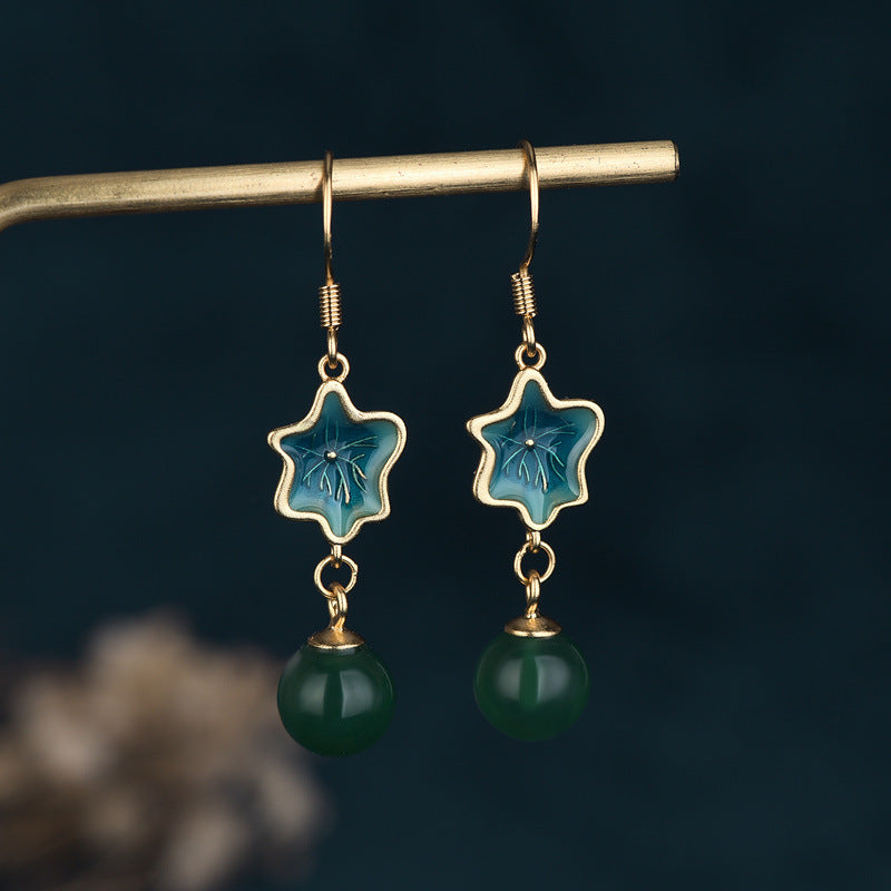 Vintage Fengliu Su Jade Simple Earrings