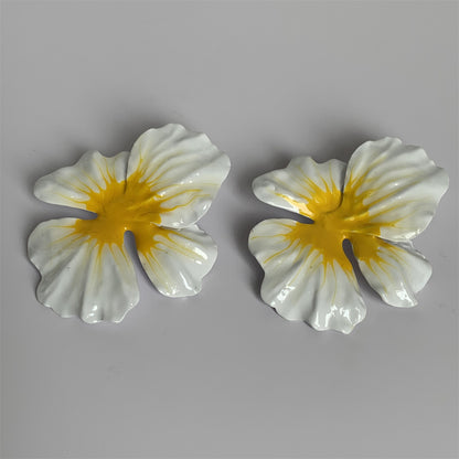 Enamel Drop Oil Glaze Big Flower Stud Earrings