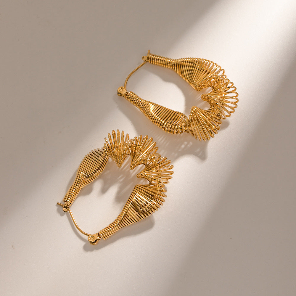 18K Gold Plated Coil Stainless Steel Earrings