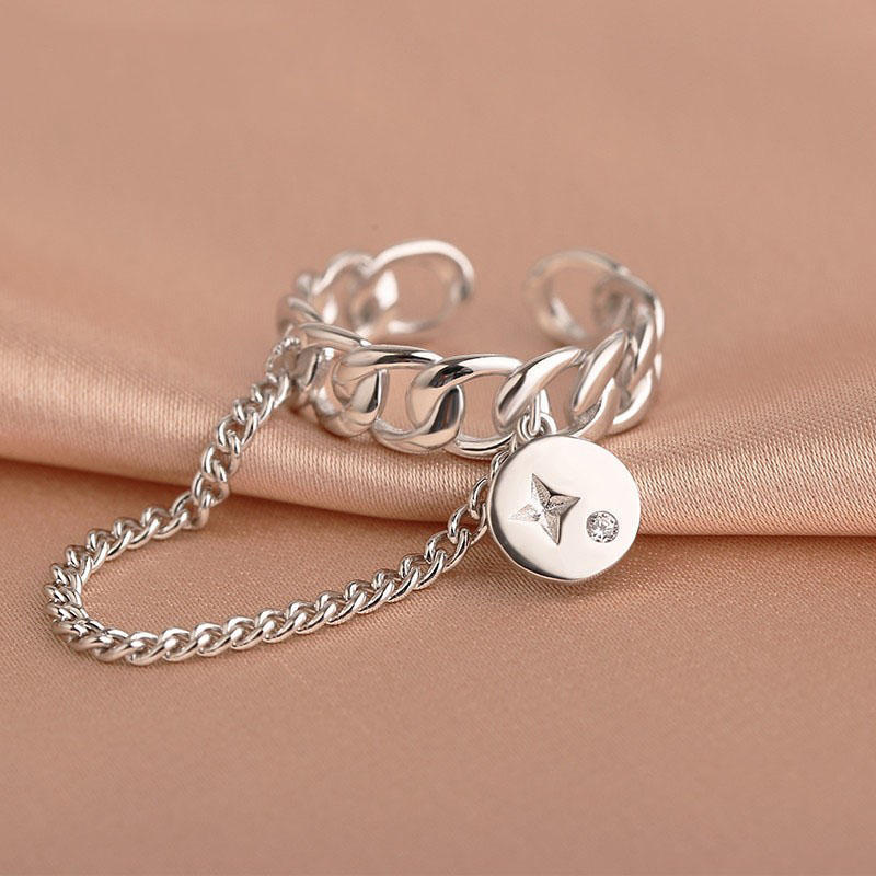 S925 Sterling Silver Tank Chain Ring