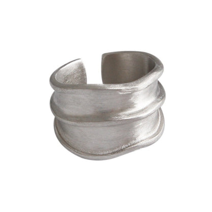 S925 Silver Irregular Bump Matte Brushed Ring