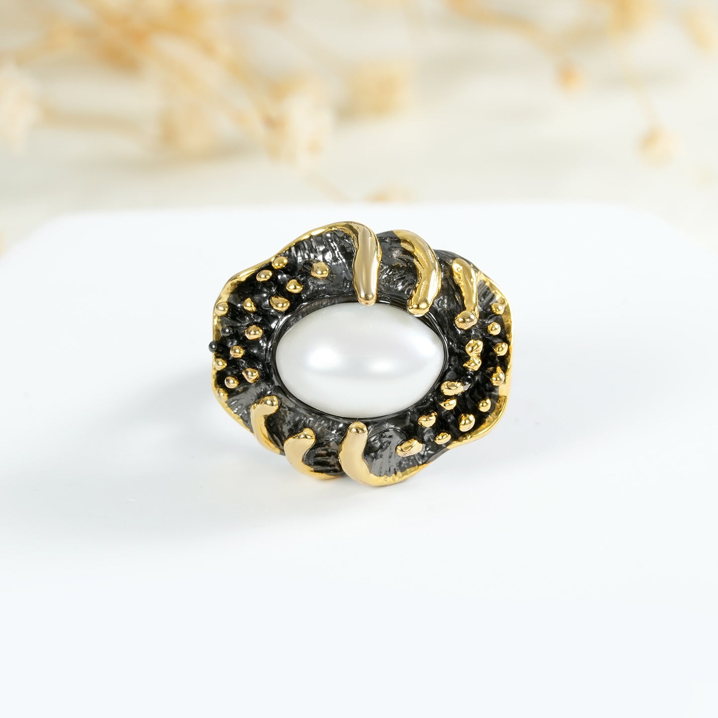 Natural Baroque Shaped Pearl Ring