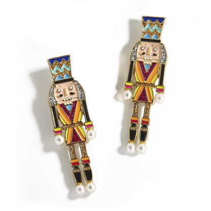 Oil drop Enamel Nutcracker earrings