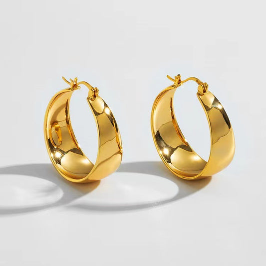 18K Gold Plated Curved Stainless Steel Earrings