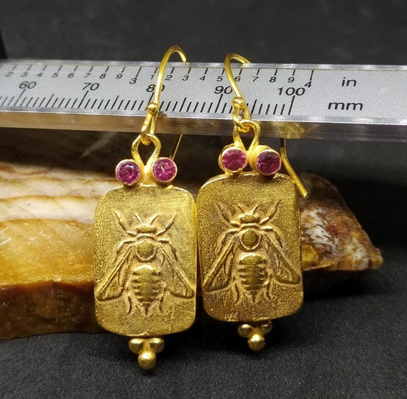 Boucles d'oreilles rétro en alliage avec motif insecte et abeille