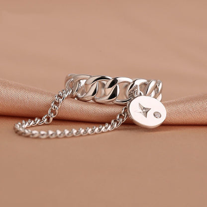 S925 Sterling Silver Tank Chain Ring