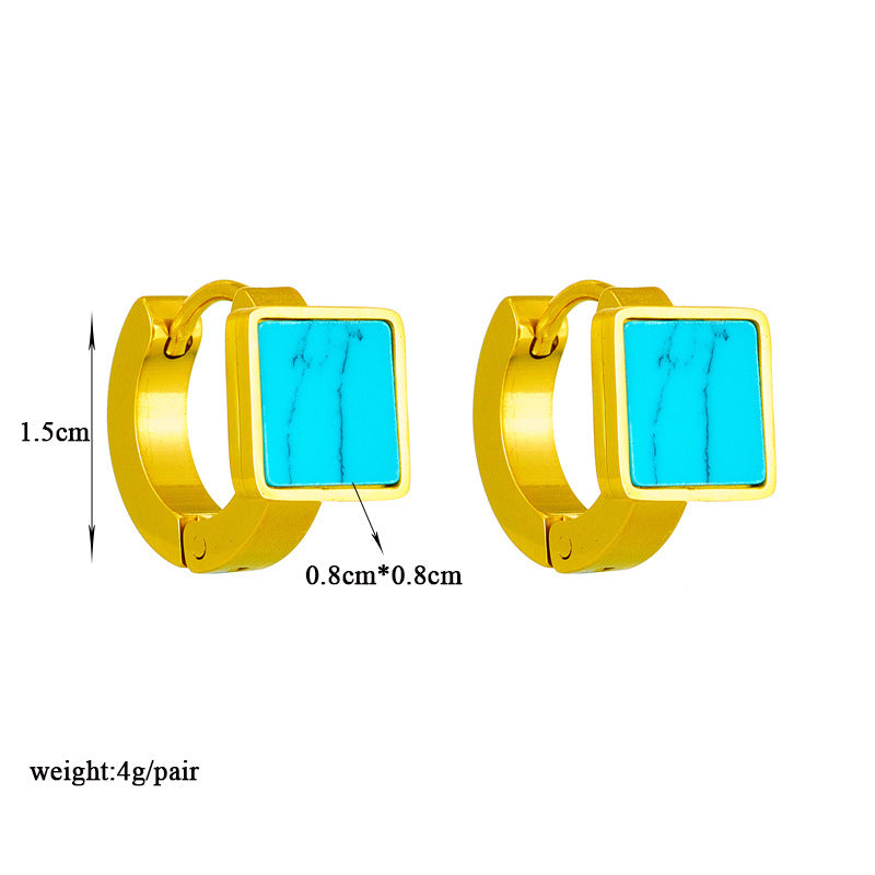 Geometric Turquoise Titanium Steel Earrings