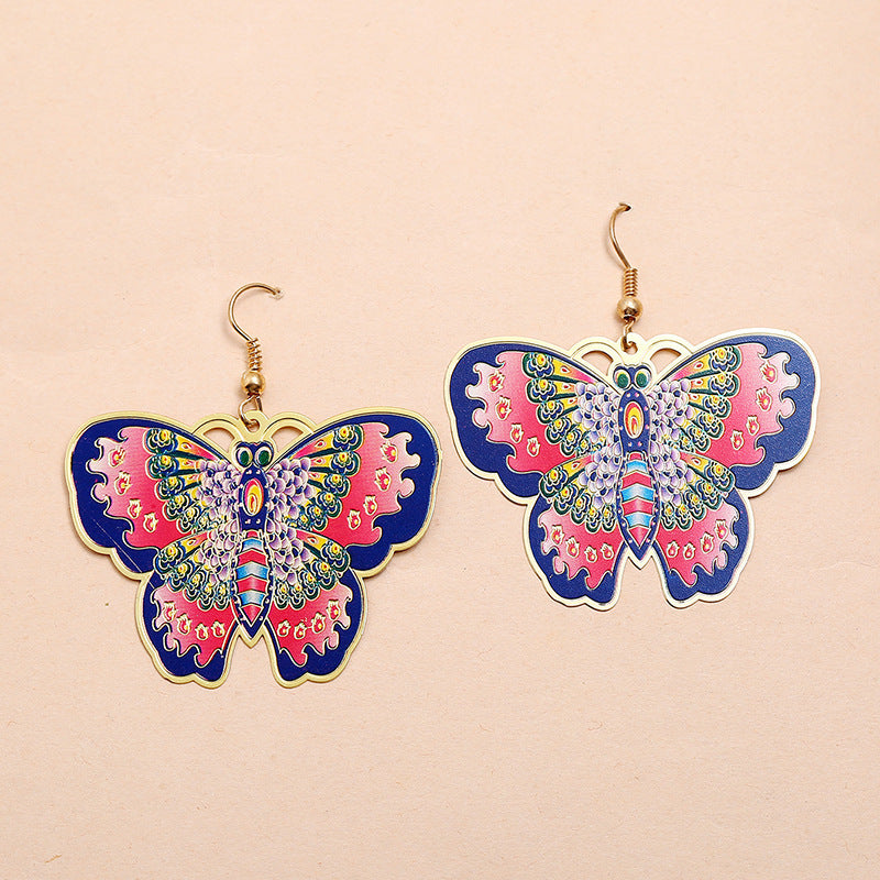 Fashion Exaggerated Butterfly Pop Exaggerated Oil Drop Flower Earrings