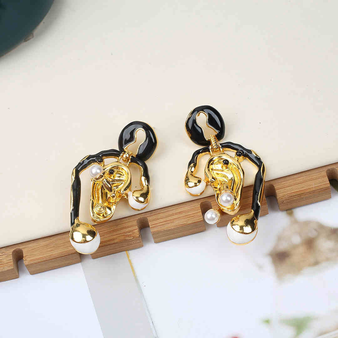 Devil's Eye Geometric Enamel Pearl Earrings