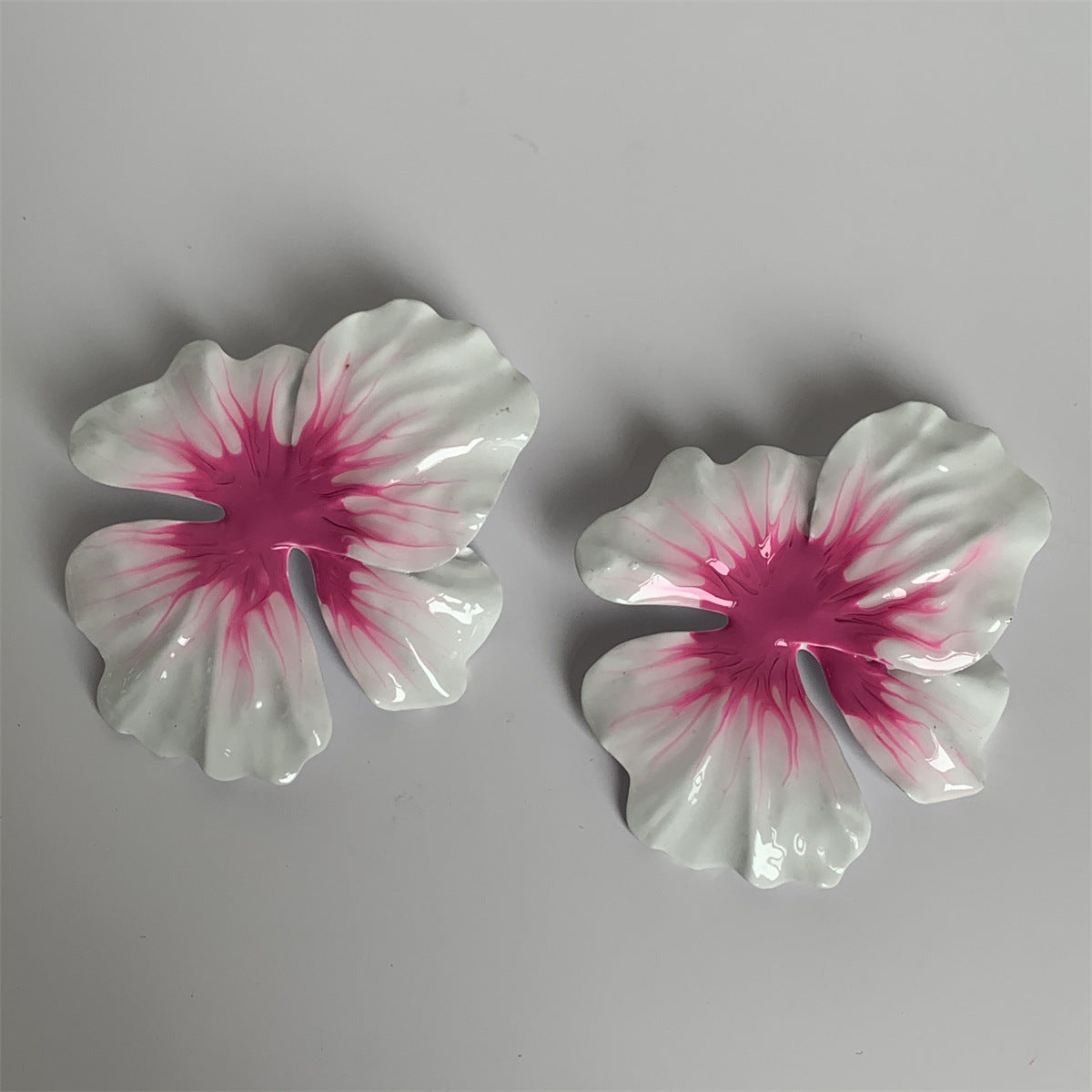 Enamel Drop Oil Glaze Big Flower Stud Earrings