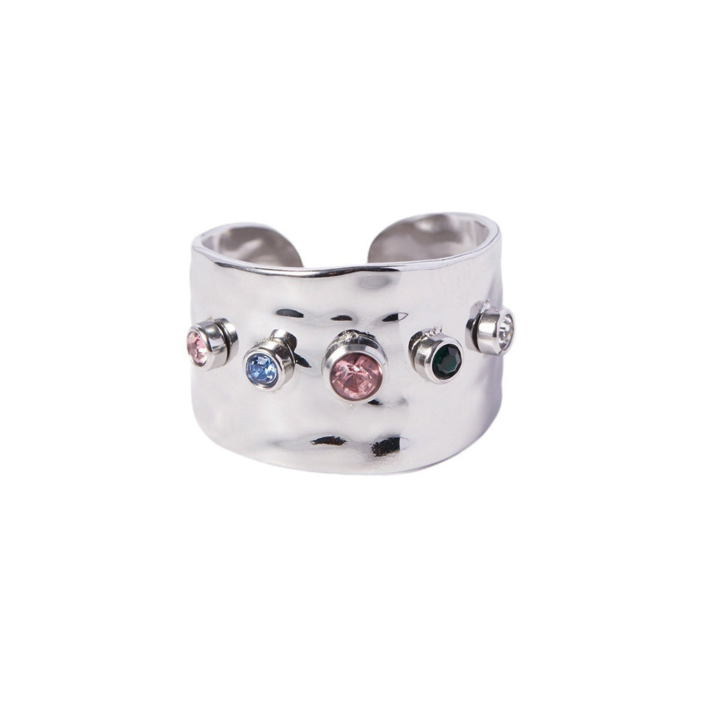 18K Gold Plated Stainless Steel Adjustable Ring with a plan background 