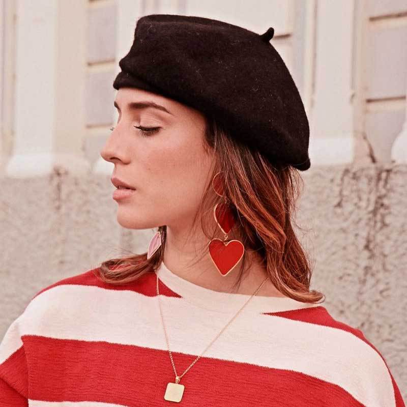 Drip Oil Enamel Red Love Big Dangle Statement Earrings