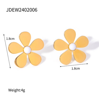 Summer 18K Gold Stainless Steel Flower Earrings