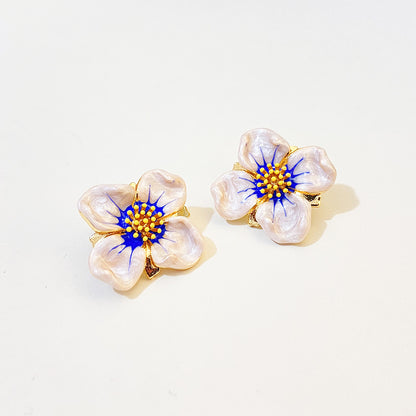 Beautiful Enamel Flower Stud Earrings