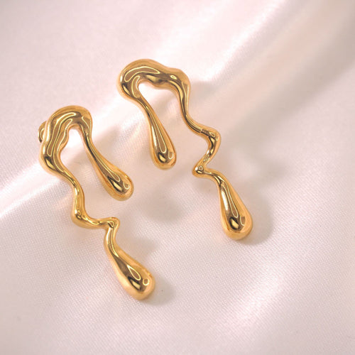 14K Gold  Stainless Steel Geometric Earrings