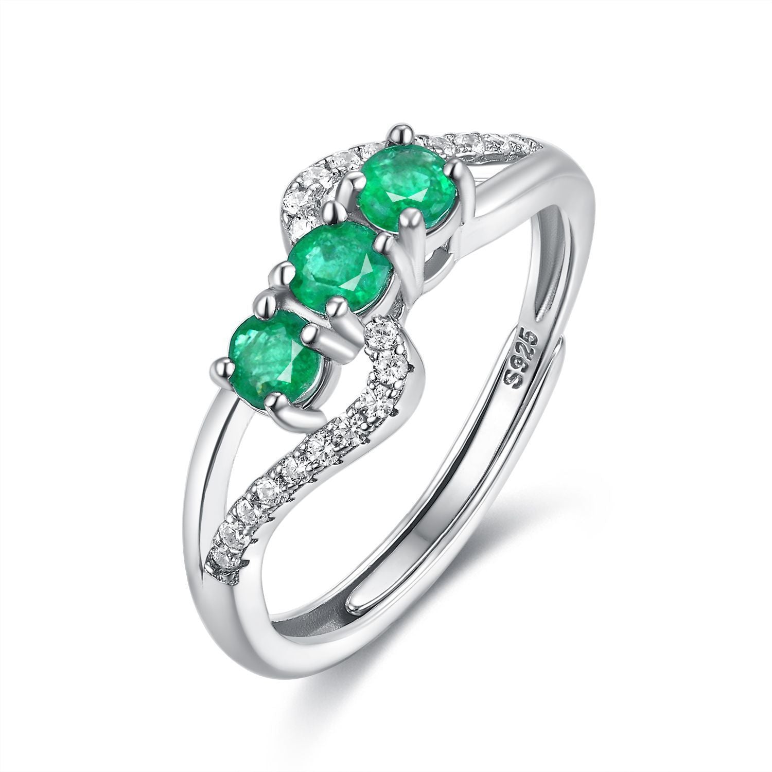 925 Silver Natural Emerald Ring