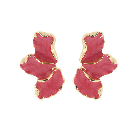 Maple Leaf Enamel Drip Oil Flower Earrings