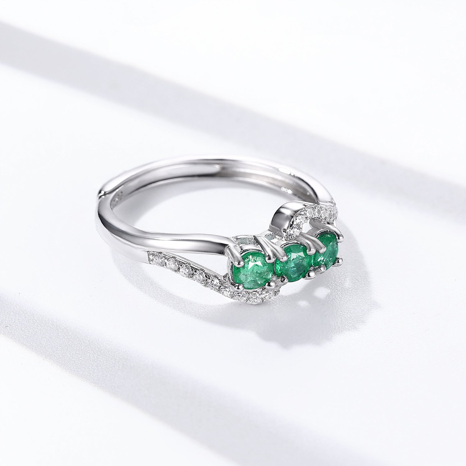 925 Silver Natural Emerald Ring