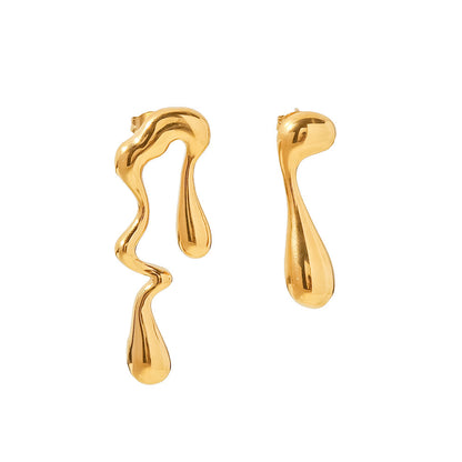 Fashion Personality 18K Gold-plated Irregular Titanium Steel Earrings